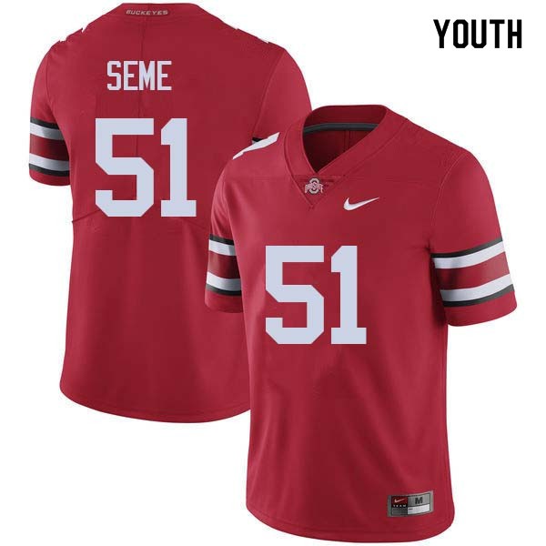 Ohio State Buckeyes #51 Nick Seme Youth College Jersey Red OSU94362